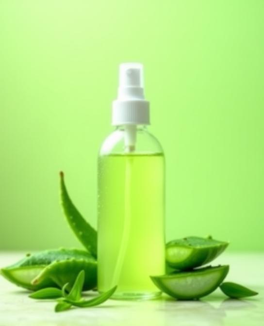Spray capilar artesanal de babosa e chá verde em frasco spray